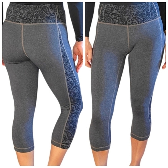 Athleta Paisley Hi-Rise Crop Leggings Size Small Grey - Picture 1 of 6